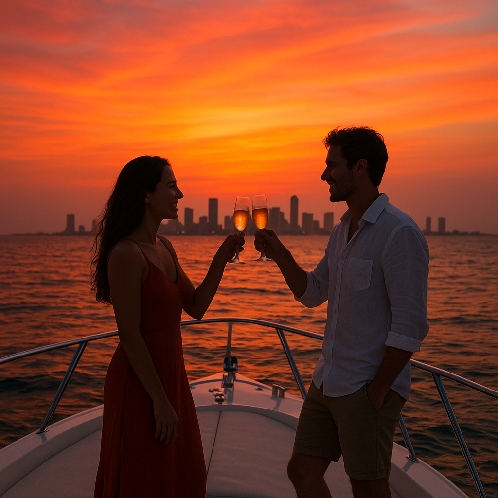 Cartagena sunset yacht charter romantic dinner