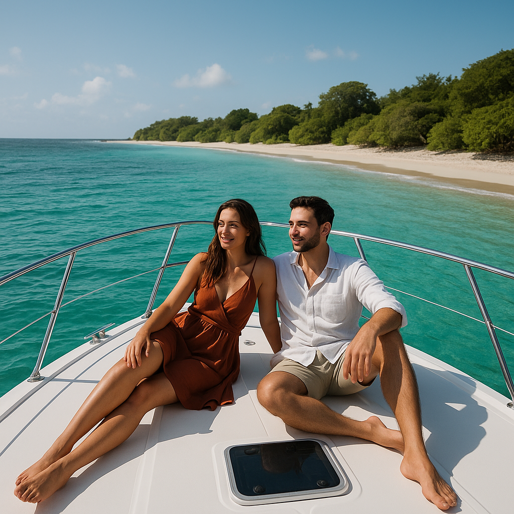 Tierra Bomba private island day trip yacht charter Cartagena