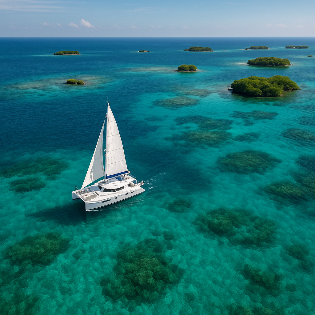 private catamaran charter Rosario Islands overnight Cartagena